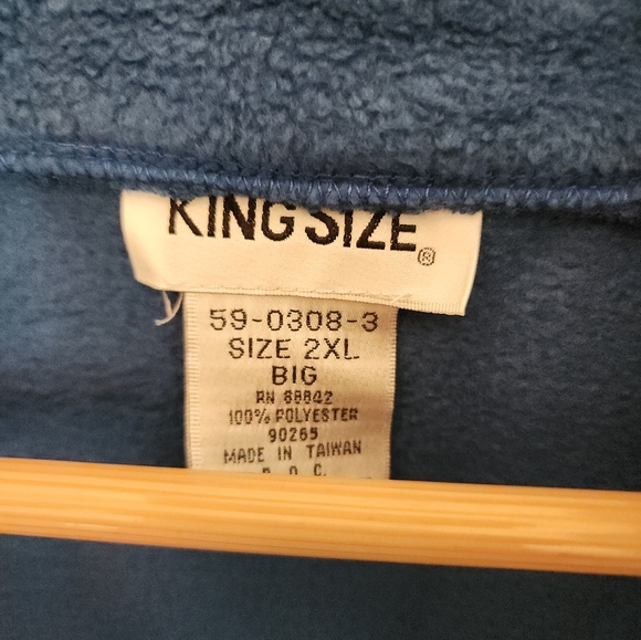 King Size - Full Zip Fleece Jacket, 2XL Big, Royal Blue - Picture 3 of 3